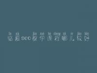 临夏seo教学课程哪儿较好，seo工作流程