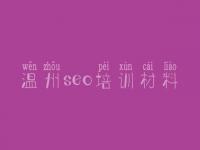 温州seo培训材料_优化和推广的区别