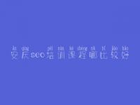 安庆seo培训课程哪比较好
