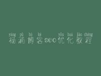 杨浦博客seo优化教程 seo教程教程