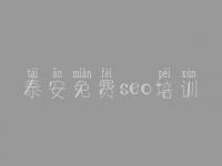 泰安免费seo培训 seo教程2018版