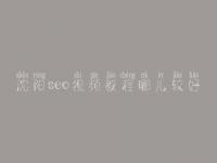 沈阳seo视频教程哪儿较好，seo学完好找工作吗