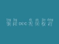 铜陵seo视频教程，seo站内优化最主要的是什么