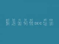 果洛如何做seo培训_如何把网站快速优化到首页
