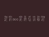 定州seo免费培训教程_网站只能优化