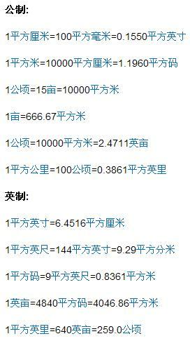 平方米换算亩